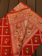 Traditional Red Cotton Meenakari & Paithani Saree