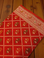 Traditional Red Cotton Meenakari & Paithani Saree