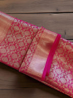 Pink Banarasi Silk Saree with Rich Golden Zari Brocade Work