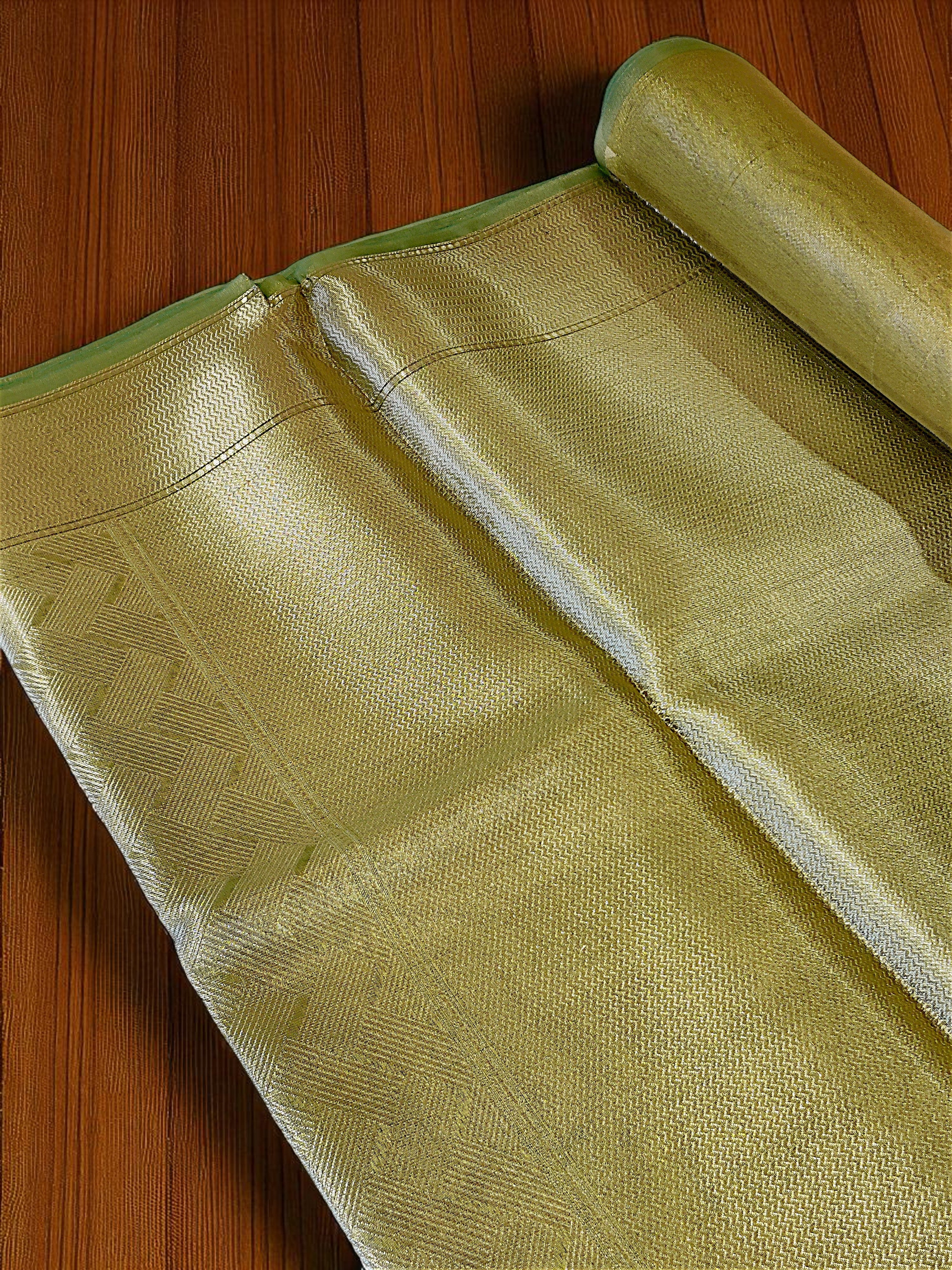 Olive Green Banarasi Silk Saree with Rich Zari Motifs & Heavy Pallu