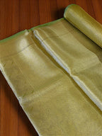 Olive Green Banarasi Silk Saree with Rich Zari Motifs & Heavy Pallu