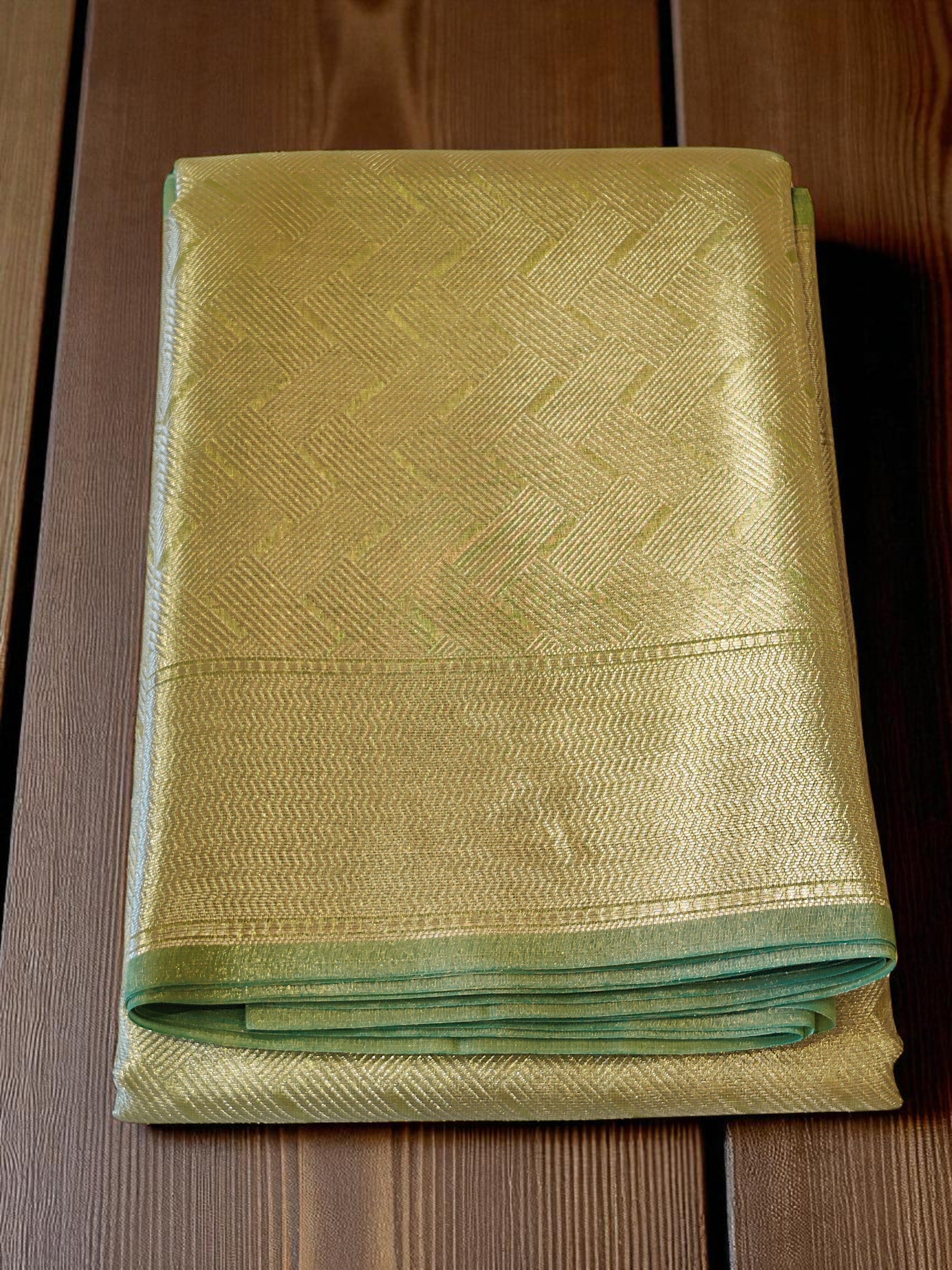 Olive Green Banarasi Silk Saree with Rich Zari Motifs & Heavy Pallu