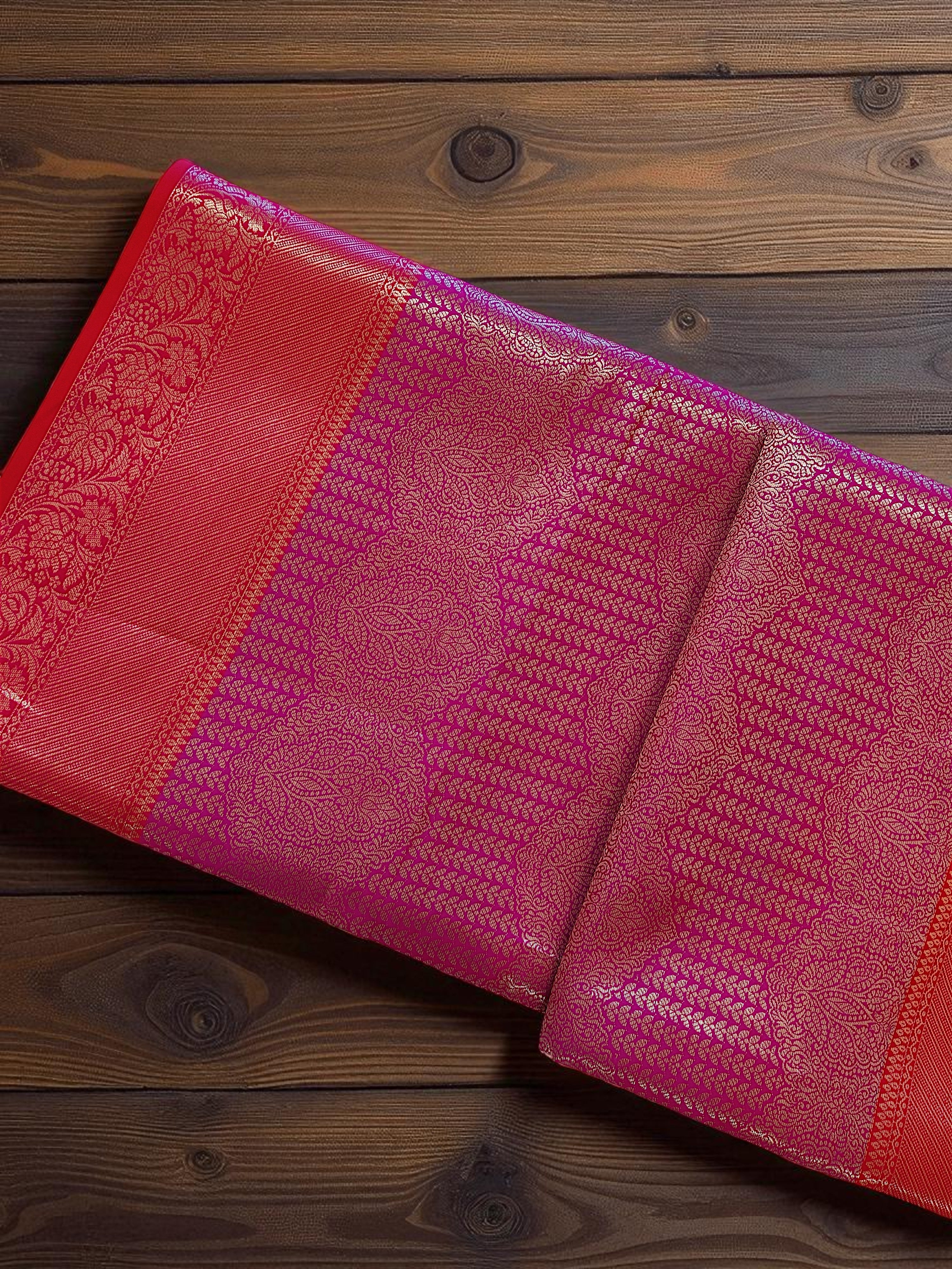 Pink Banarasi Silk Saree with Intricate Zari Motifs
