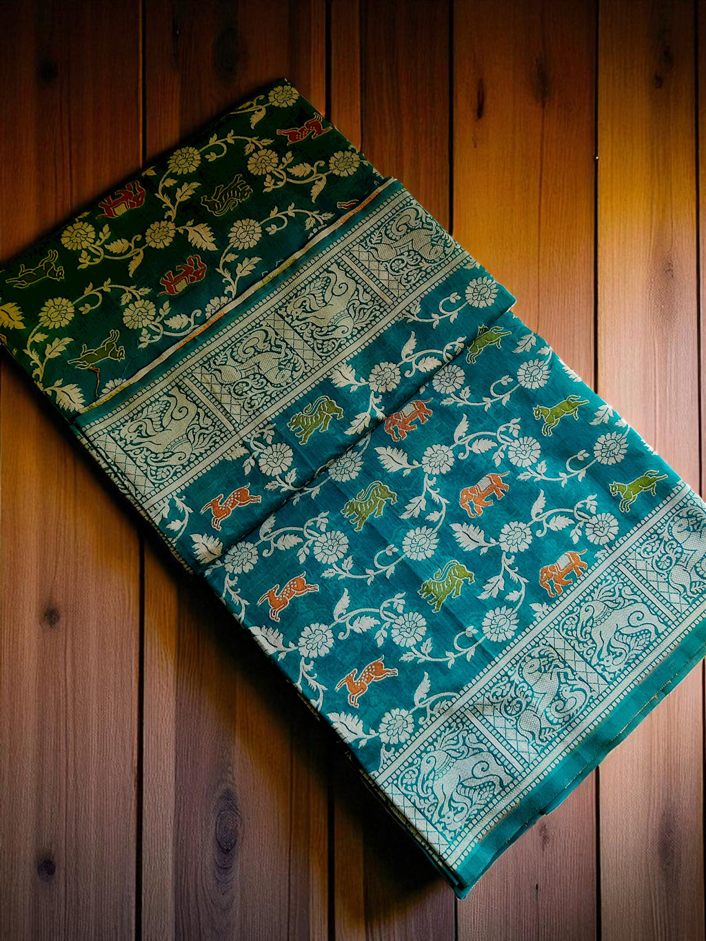 Animal Motifs Banarasi Cotton Saree