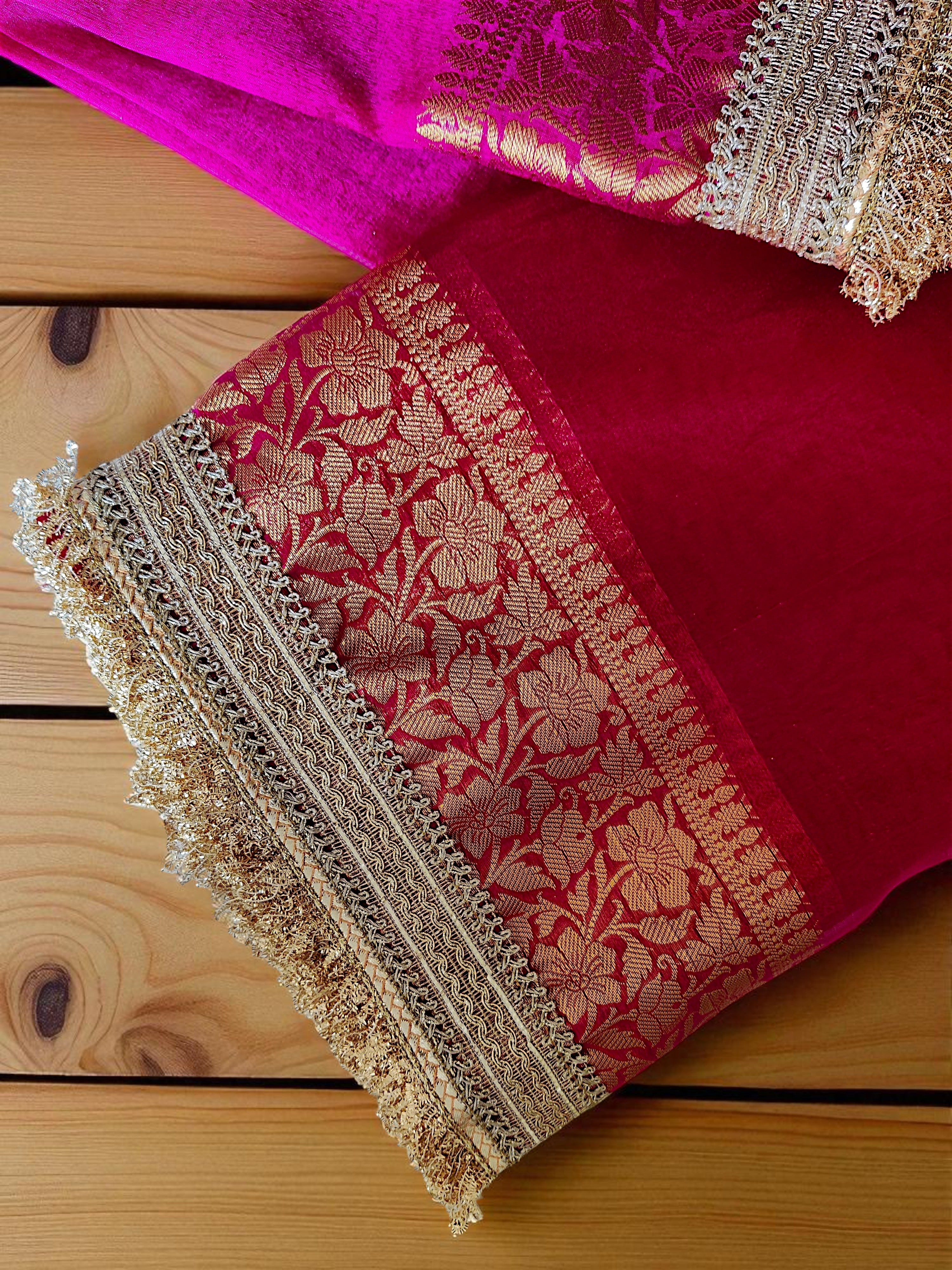 Royal Pink Tissue Banarasi Maharani Saree