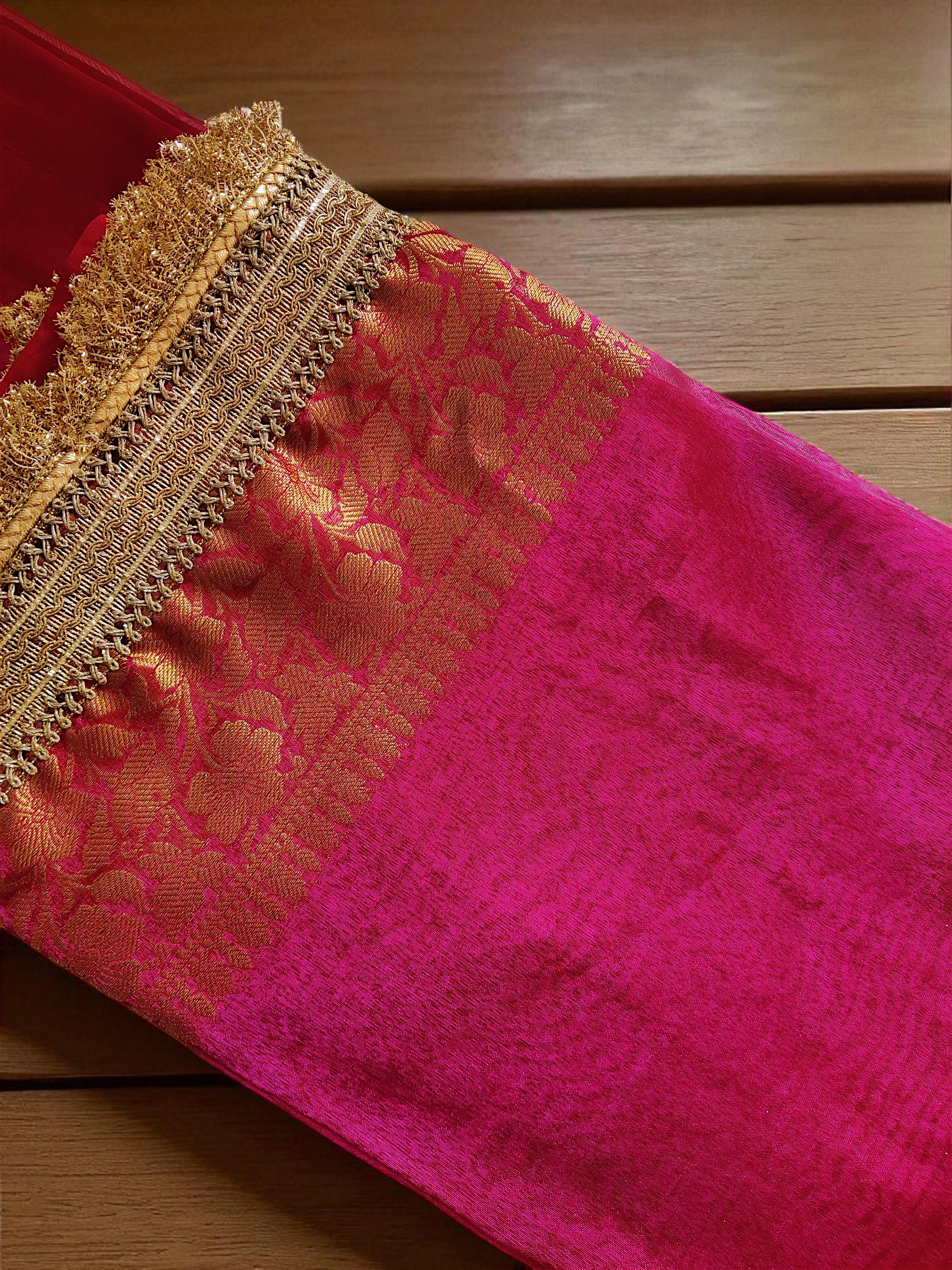 Royal Pink Tissue Banarasi Maharani Saree