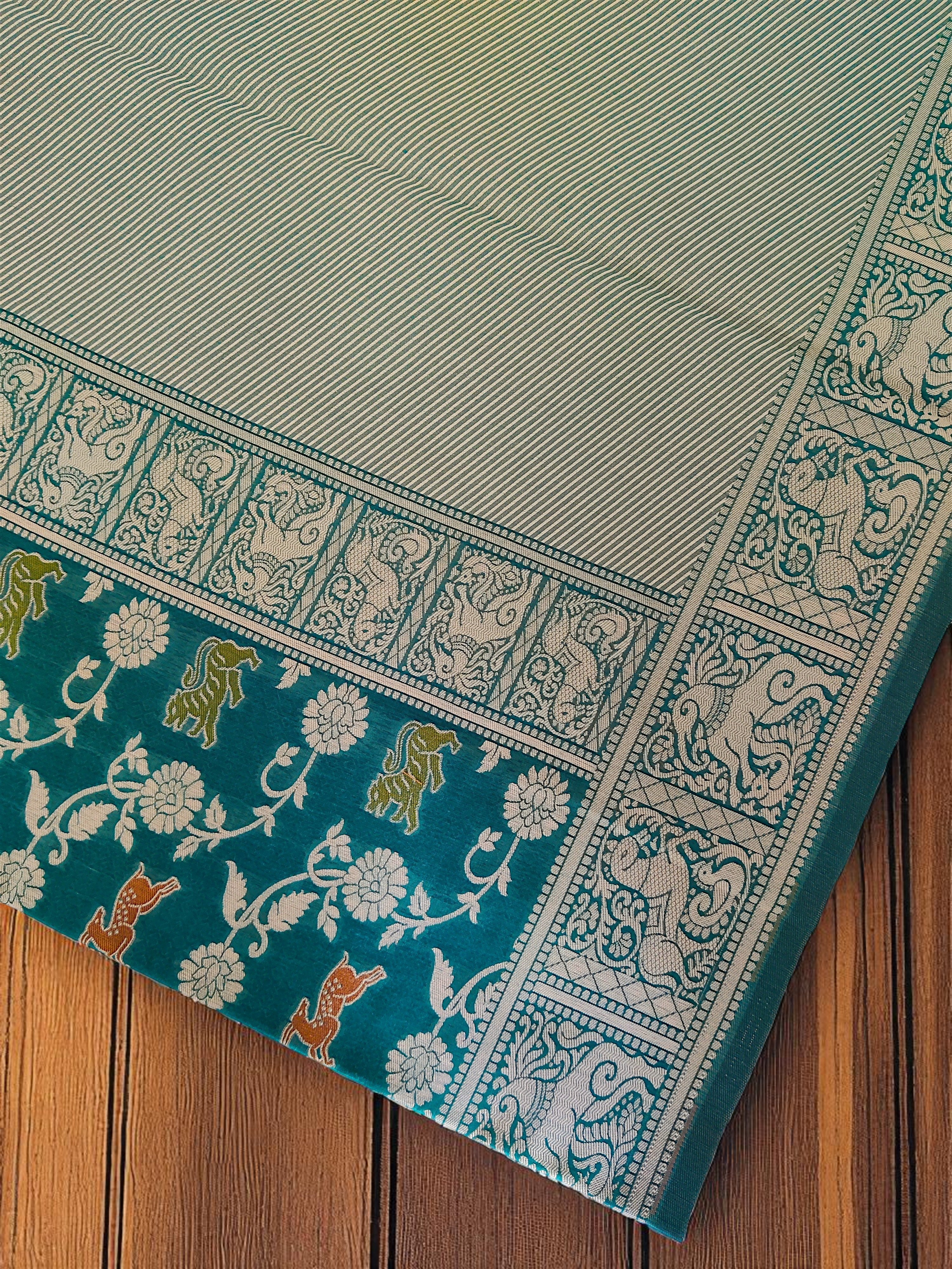 Animal Motifs Banarasi Cotton Saree