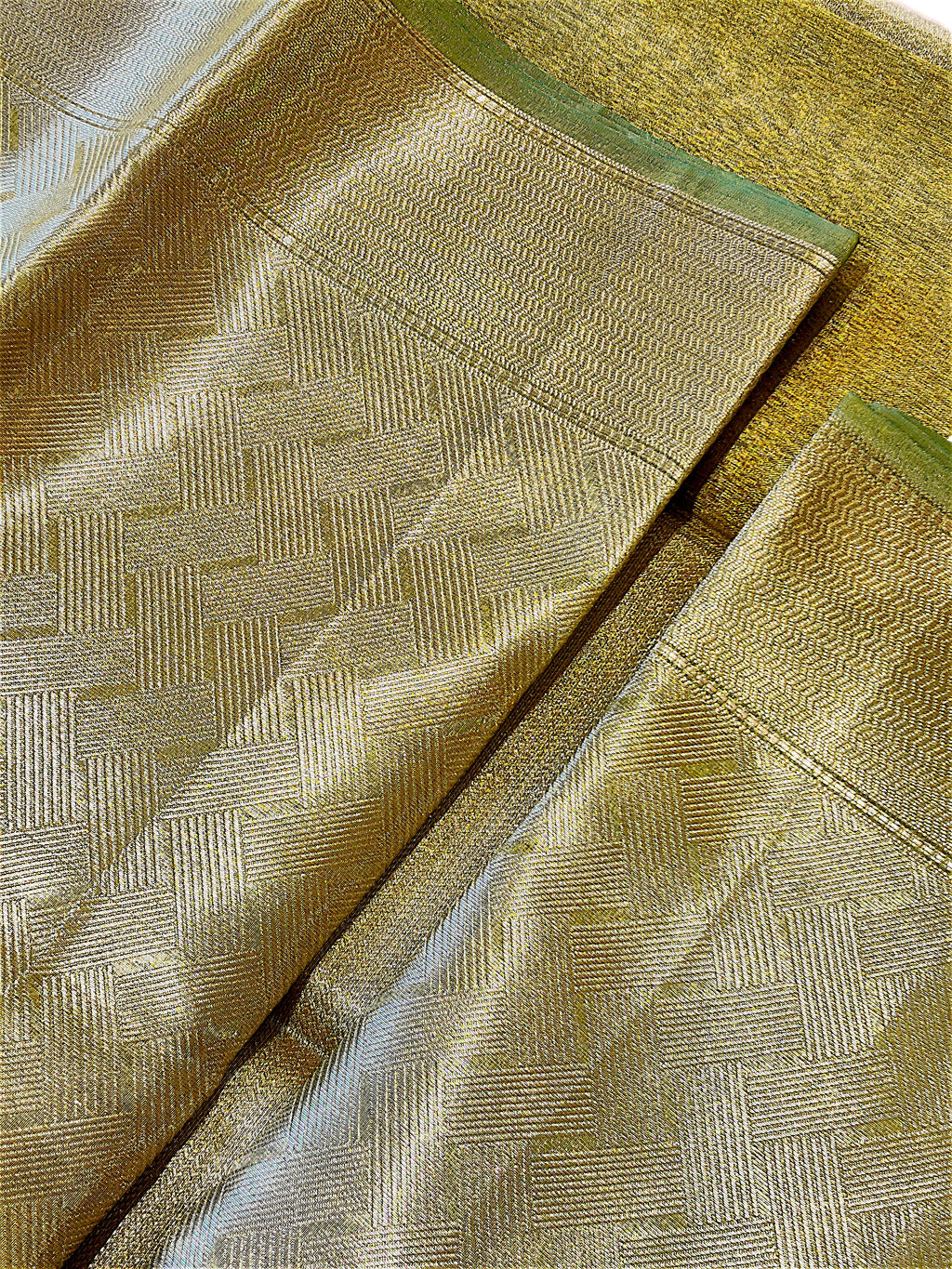 Olive Green Banarasi Silk Saree with Rich Zari Motifs & Heavy Pallu