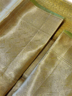 Olive Green Banarasi Silk Saree with Rich Zari Motifs & Heavy Pallu